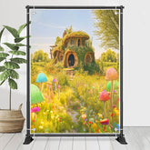 Lofaris Wonderland Mushroom Green Grass Birthday Backdrop